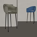 Green and Blue Modern Armchairs with Metal Legs in Minimalist Interior