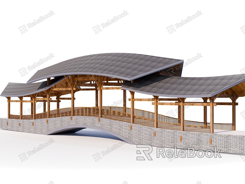 New Chinese style bridge landscape rain bridge model