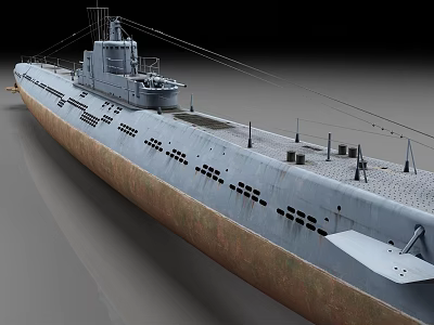 Vintage Submarine Exterior Design And Details 3d model