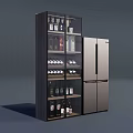 Modern Wine Cabinet With Glass Doors And Multi Layer Shelves For Wine Bottles