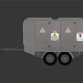Industrial Equipment Trailer Mounted With Metal Enclosure Warning Labels And Wheels