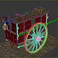 Retro carriage ancient frame car frame car 3d model