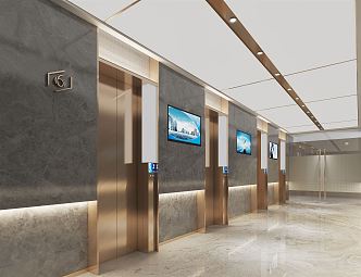 modern elevator hall elevator aisle elevator 3d model