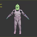 Detailed Clone Trooper Armor With White Blue Design In Standing Pose