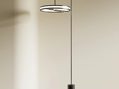 Modern Floor Lamp With Round Shade And Black Metal Stand In Minimalist Interior 3d model