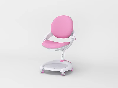 Pink Office Chair Featuring Circular Backrest Pink Seat and White Base with Wheels 3d model