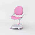 Pink Office Chair Featuring Circular Backrest Pink Seat and White Base with Wheels