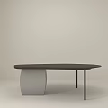 Contemporary Entertainment Table With Black Irregular Top Slim Legs And Silver Base