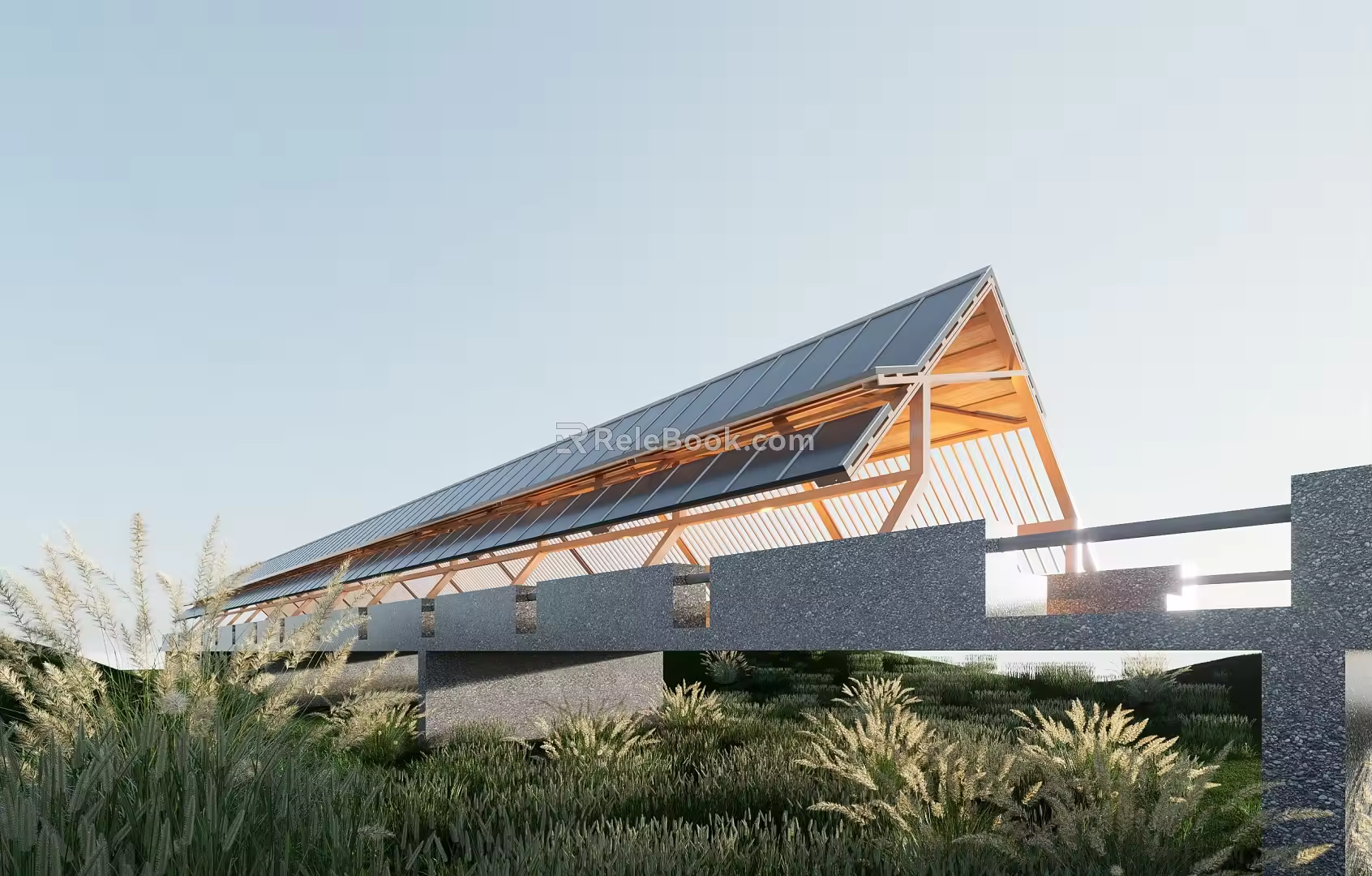 New Chinese Style Corridor Bridge Landscape Bridge Landscape Bridge Rain Corridor Frame Landscape Structure 3d model