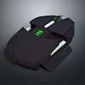 Ergonomic Black Wireless Gaming Mouse With Green LED Lights And White Buttons