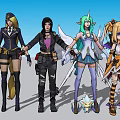 Vibrant Game And Movie Characters With Diverse Outfits Swords And Unique Features