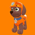 Paw Patrol Puppy Character In Orange Helmet And Uniform Design