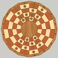 Round Wooden Game Board With Checkerboard Pattern And Numbered Sections