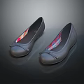 Gray Flat Shoes With Bow Decoration And Colorful Striped Insole Design