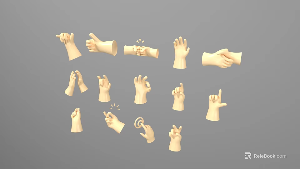 Collection Of 3D Hand Gesture Models With Various Poses And Signs 3d model 