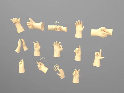Collection Of 3D Hand Gesture Models With Various Poses And Signs 3d model