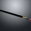 Black Electric Cable With Colored Inner Wires And Protective Outer Sheath