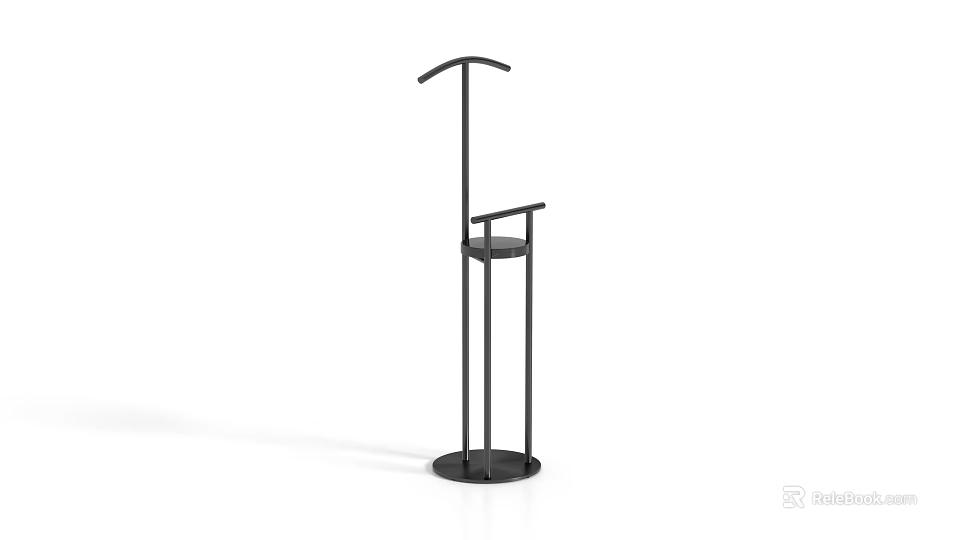 Modern Black Metal Display Rack With Hanging Bar And Small Tray 3d model 