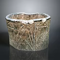 Ancient Carved Stone Vessel With Intricate Patterns And Textured Rim 3d model