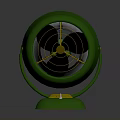 Vintage Green Electric Fan With Classic Design Gold Accents And Sturdy Base