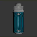 Turquoise Cylindrical Storage Container With Silver Lid And Metal Clasps