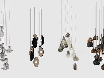 Various Stylish Chandeliers With Modern Design Different Shapes And Metallic Finishes 3d model