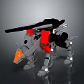 Mechanical Dinosaur Robot Creature With Red Black Gray Design And Orange Accent 3d model