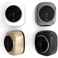 Modern Compact Washing Machines In Four Different Colors With Round Control Panels