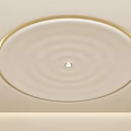 Circular Ceiling Design With Golden Frame Wavy Pattern And Central Small Light