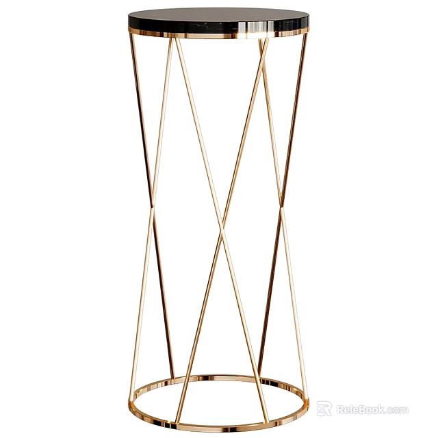Elegant Modern Functional Table With Golden Metal Frame And Geometric Structure Design 3d model 
