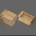 Brown Cardboard Boxes Open And Closed For Household Storage Packaging 3d model