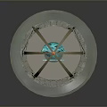 Dome Shaped Lift Wheel Building with Metal Frame Glass and Illuminated Circular Base