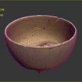 Ancient Yellowish Earthenware Ceramic Bowl With Visible Cracks And Smooth Surface 3d model