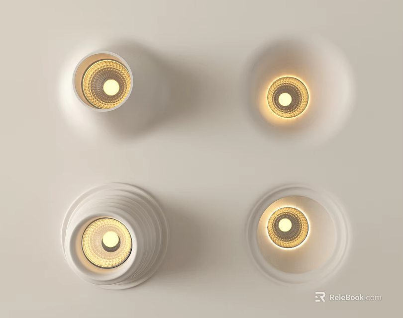 Modern Recessed Ceiling Lights with White Trim and Warm Yellow Glow Design 3d model 
