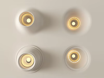 Modern Recessed Ceiling Lights with White Trim and Warm Yellow Glow Design 3d model