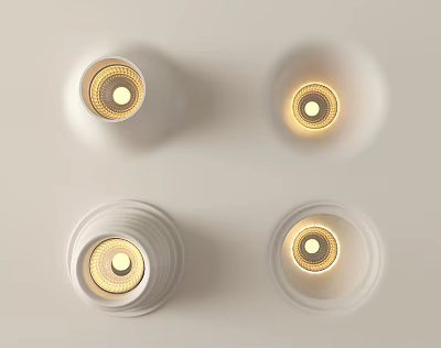 Modern Recessed Ceiling Lights with White Trim and Warm Yellow Glow Design 3d model