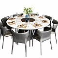 Modern Dining Table and Chair Combination Round Dining Table and Chair Combination 3d model