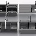 Modern Black Kitchen Sink Designs With Double Bowl Faucet And Drainer In Various Views