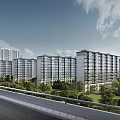 Modern High Rise Residential Buildings Surrounded By Greenery And Road