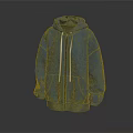 Blue Oversized Hoodie With Zipper Closure White Drawstrings And Stitching Details