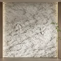 Light Textured Background Wall With Wooden Panels Flooring And White Vase Plant