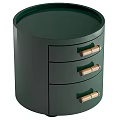 Green Modern Bedside Table With Three Drawers And Gold Handles 3d model