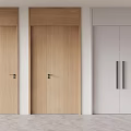 Modern Double Doors in Light Wooden and White Colors with Minimalist Interior Design