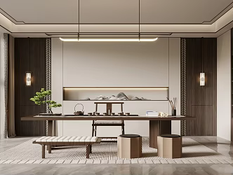 New Chinese Style Tea Room Tea Room Study Tea Table 3d model