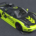 Yellow And Black Racing Sports Car With Aerodynamic Rear Wing And Stripe Design Details