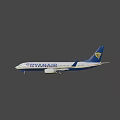 White and Blue Ryanair Passenger Airplane With Tail Logo Exterior View