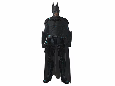Batman Game Movie Character In Armored Suit With Cape And High Tech Gadgets 3d model