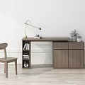 Modern Desk and Chair Simple Desk with Bookshelf Combination 3d model
