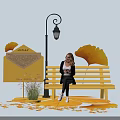 Yellow Themed Photo Check in Spot With Bench Envelope Decor And Street Lamp