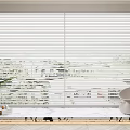 Modern White Window Blinds With Marble Windowsill Decorative Chair And Scenic View